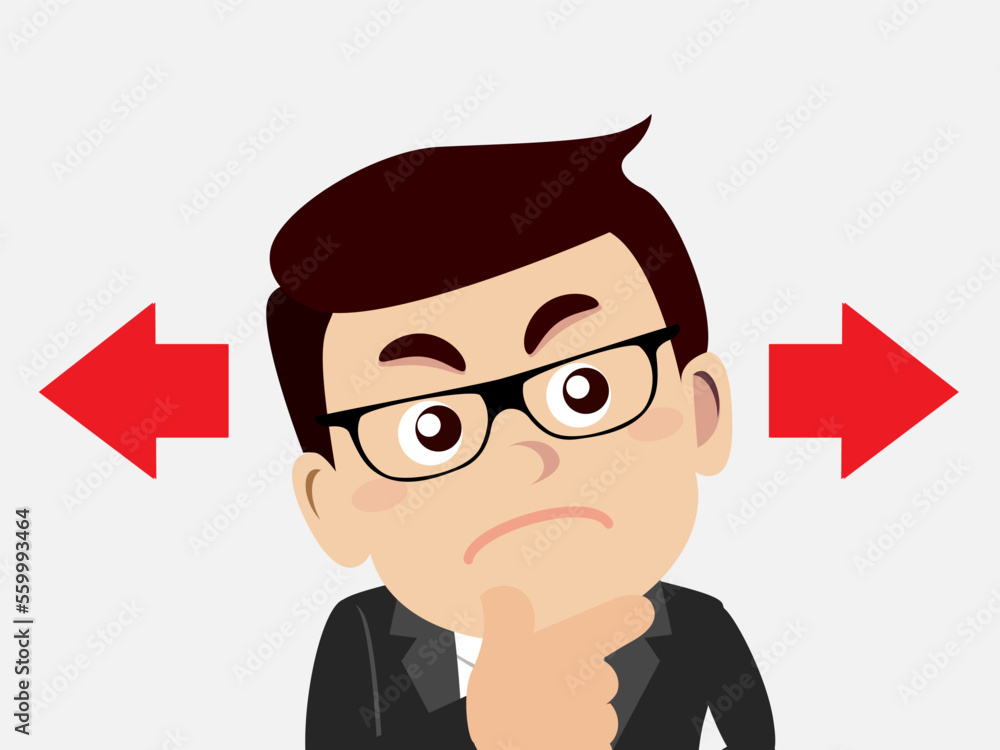 Business people thinking of choice Business people thinking of choice