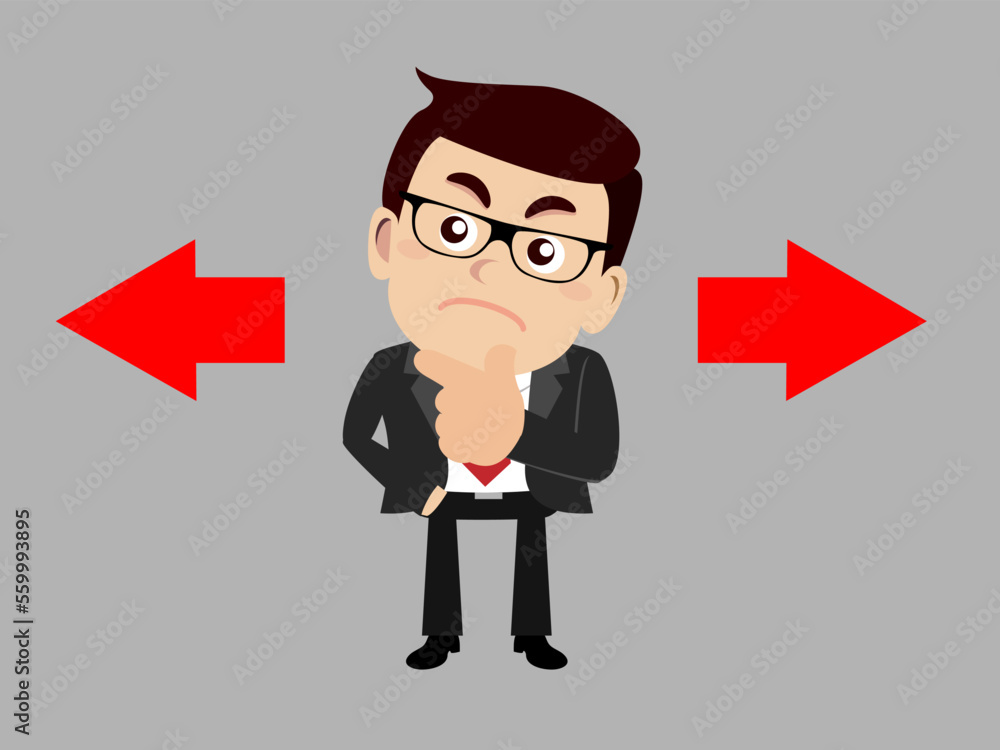Business people thinking of choice Business people thinking of choice