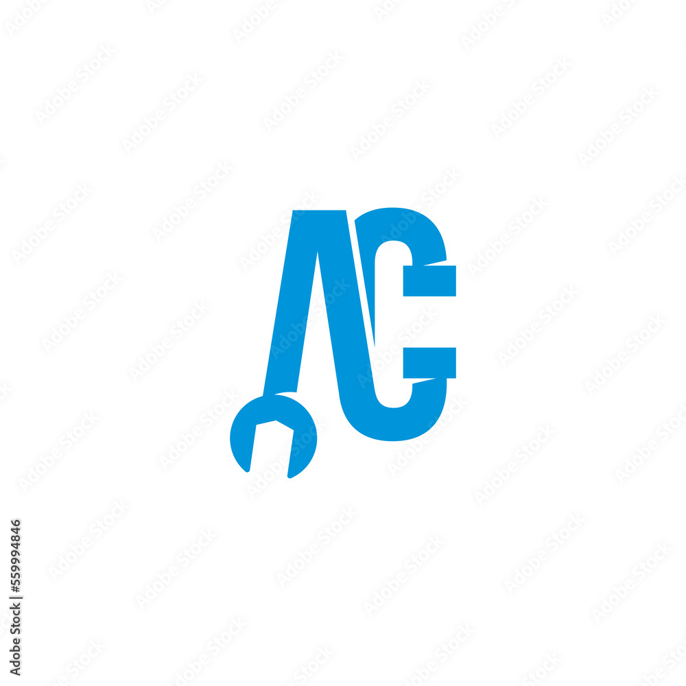 Letters AC Pipe and Wrench Logo Design 001 Letters AC Pipe and Wrench Logo Design 001