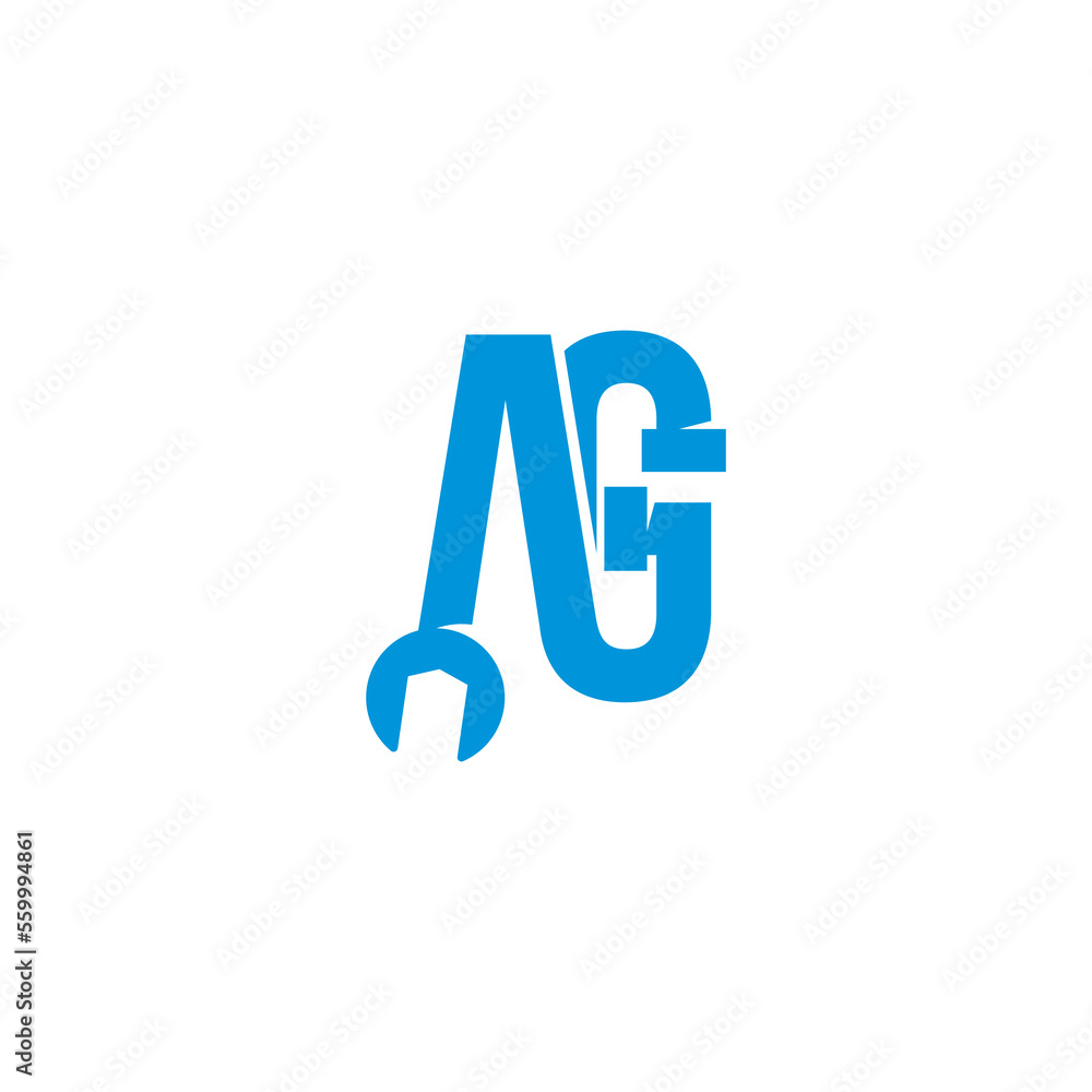 Letters AG Pipe and Wrench Logo Design 001 Letters AG Pipe and Wrench Logo Design 001