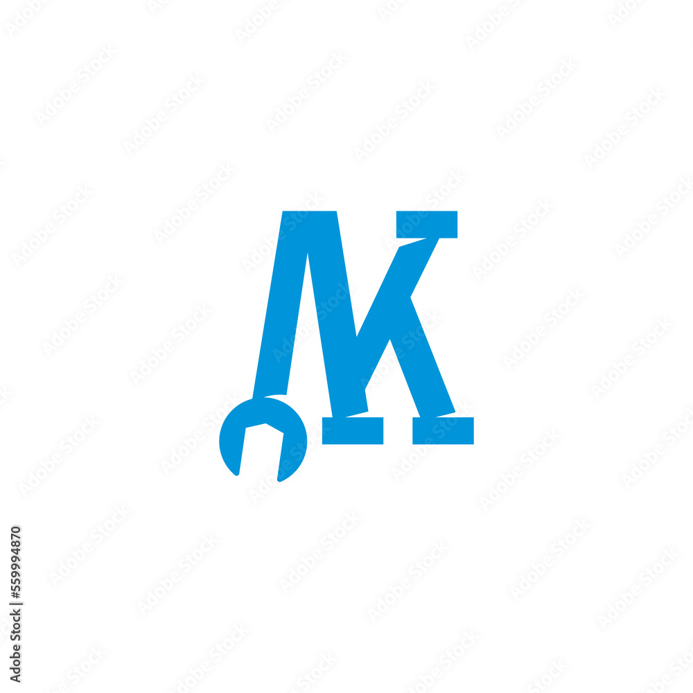 Letters AK Pipe and Wrench Logo Design 001 Letters AK Pipe and Wrench Logo Design 001