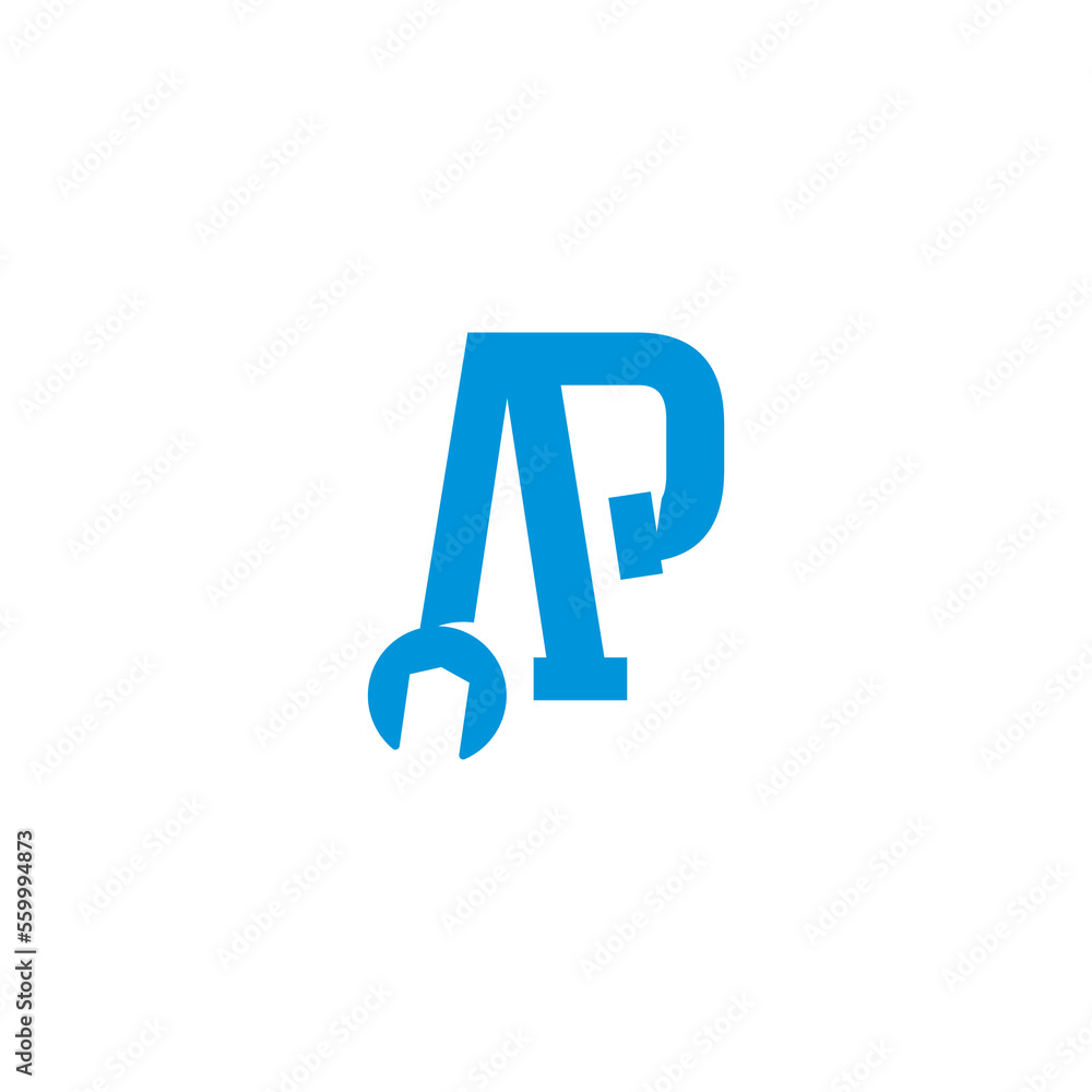 Letters AP Pipe and Wrench Logo Design 001 Letters AP Pipe and Wrench Logo Design 001