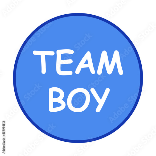 Boys team blue sticker vector illustration. Baby shower element for photo, card or invitation design element for party.