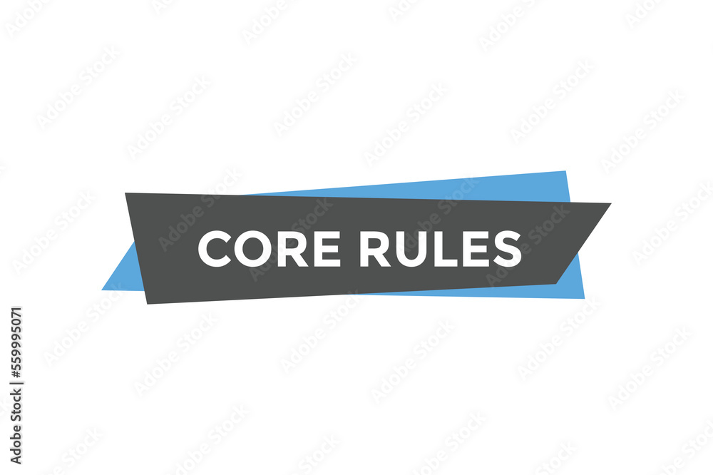 Core rules button web banner templates. Vector Illustration