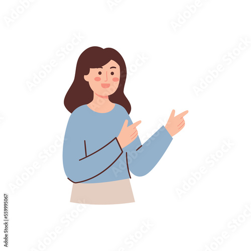 Woman with pointing finger 