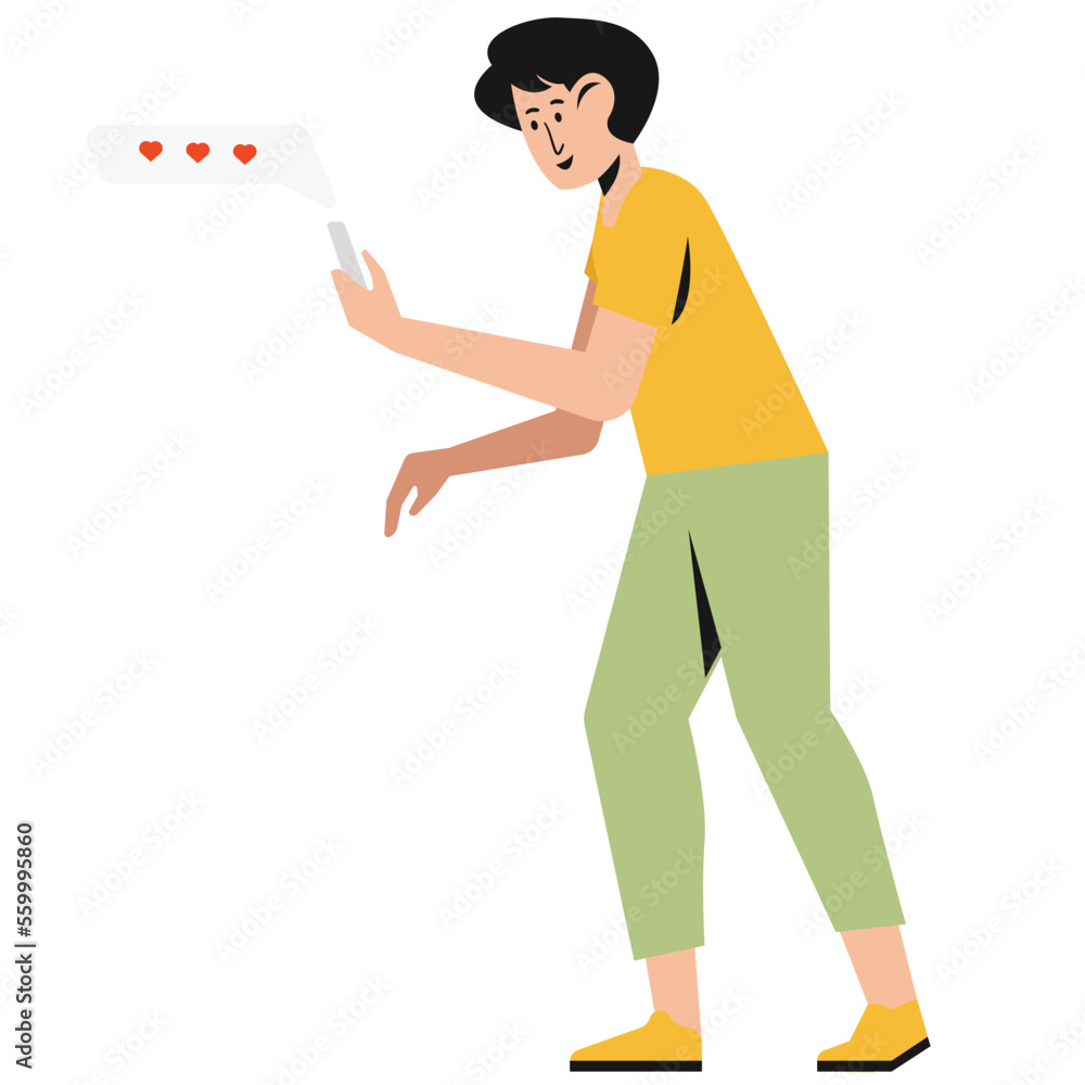 Love Chat Valentine People Color 2D Illustration Love Chat Valentine People Color 2D Illustration