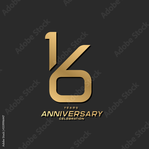 16 years anniversary celebration logotype with modern elegant number