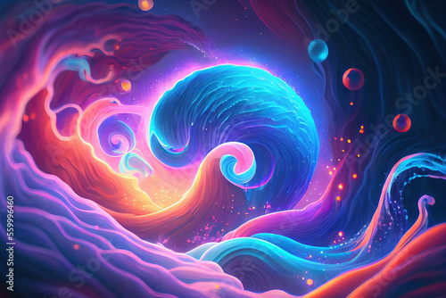 Colourful Psychic Waves, wellness calming spiritual concept Generative AI Illustration