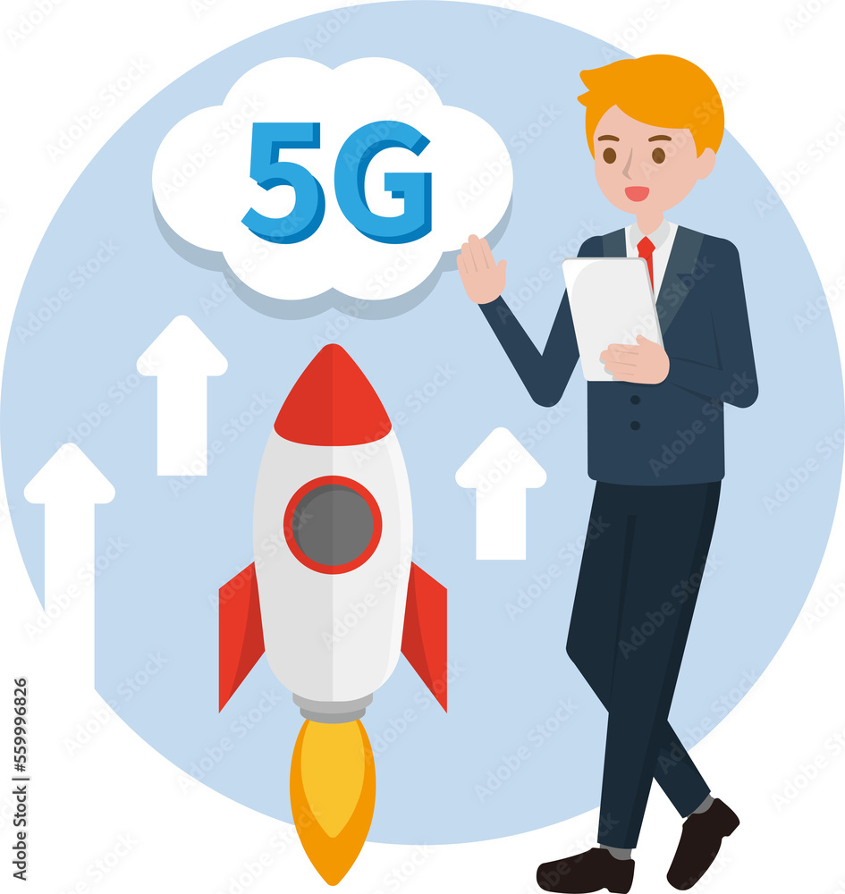 Man with tablet phone, wireless internet 5G illustration cartoon comic vector Man with tablet phone, wireless internet 5G illustration cartoon comic vector