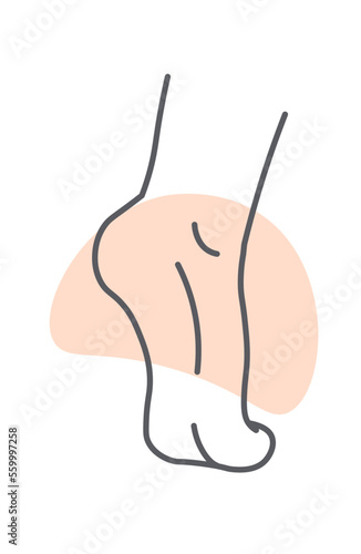 Body of woman, female feet minimalist sketch art