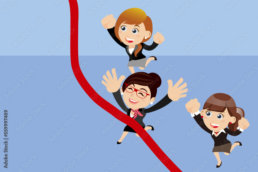 Business people running to the finish line Business people running to the finish line