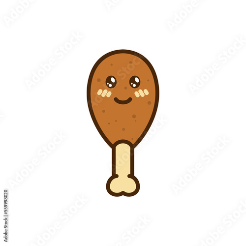 vector icon of cute doodle fast food fried chicken