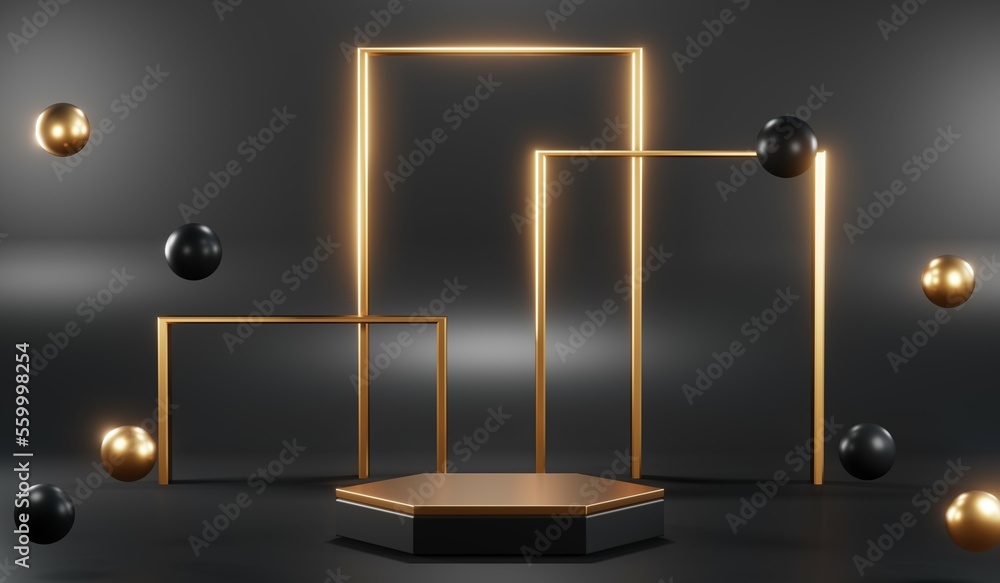 3D rendering of backdrop black podium background show room for black friday products and sale banner 3D rendering of backdrop black podium background show room for black friday products and sale banner