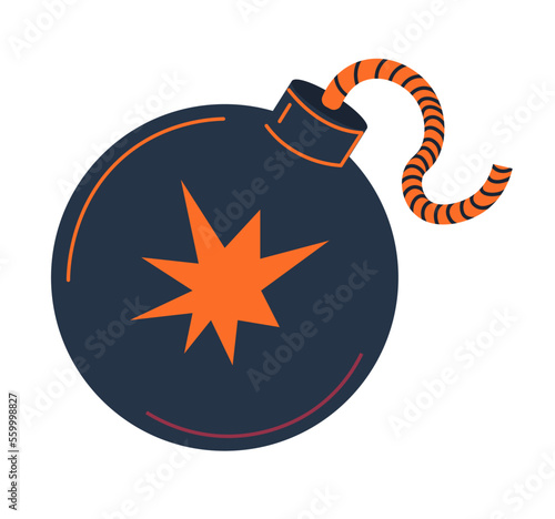 Bomb explosive weapons, grenade with fuse vector