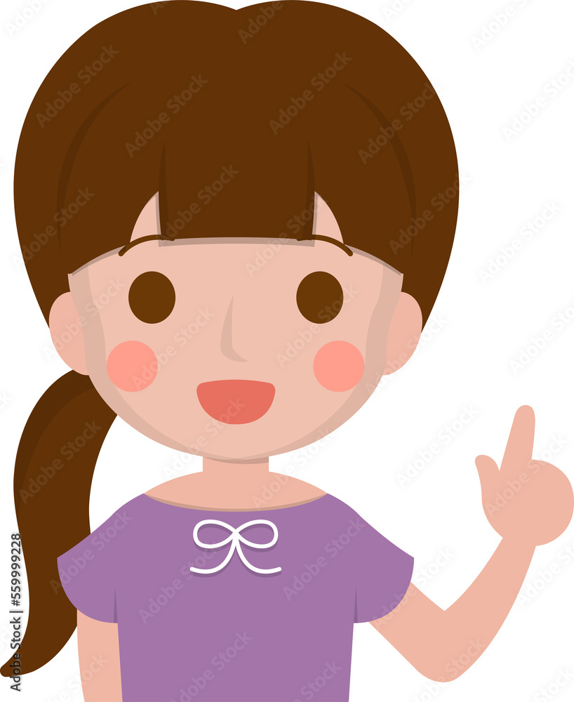 Young women, mother raised her index finger Young women, mother raised her index finger