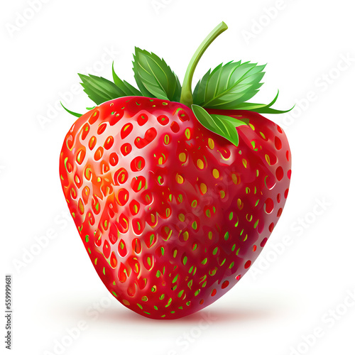 Strawberry isolated on white background. Generative art