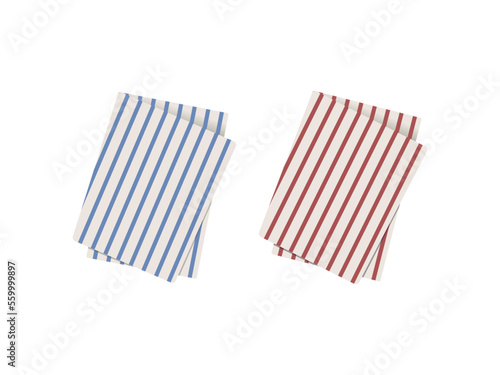 The red and green striped tablecloths. Decorative cotton napkin vectors.