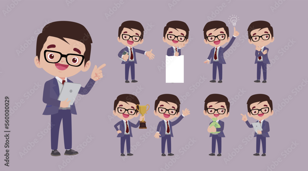 Office worker with different poses