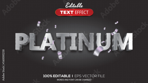 3D editable text effect platinum theme