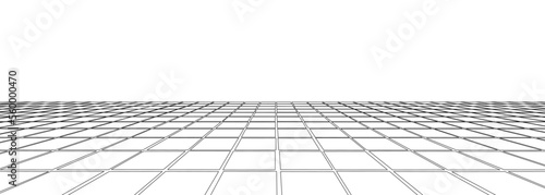 Vector perspective grid. Digital cyberspace. Network connection structure. White background concept. Vector illustration for website.