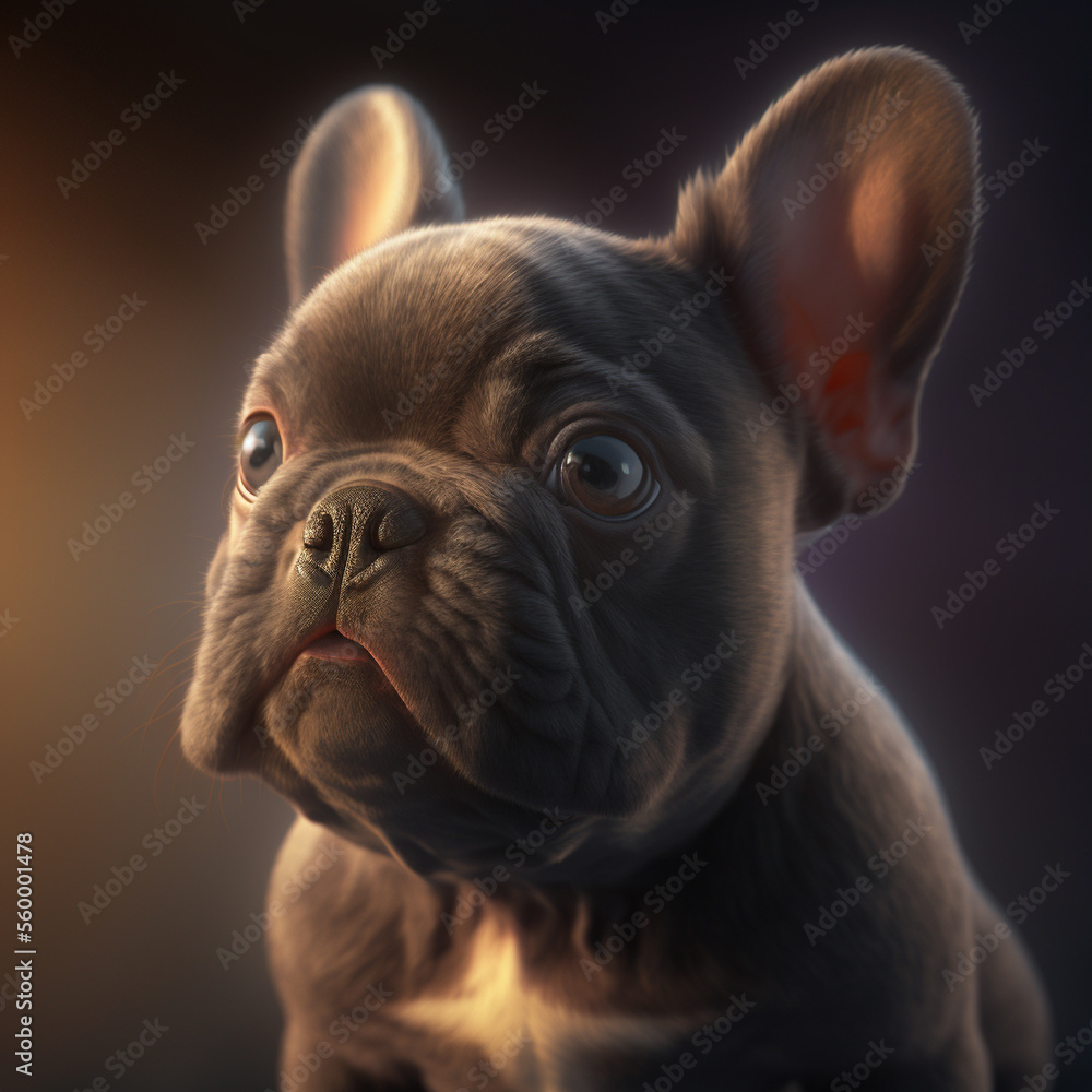 The cutest French bulldog in the world, with its distinctive wrinkles and playful eyes. AI-Assisted Image