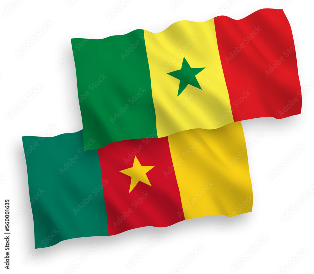 Flags of Republic of Senegal and Cameroon on a white background Flags of Republic of Senegal and Cameroon on a white background