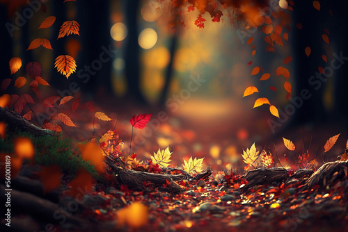 Autumn leaves, showcasing the beauty and change of the seasons. AI Assisted Image