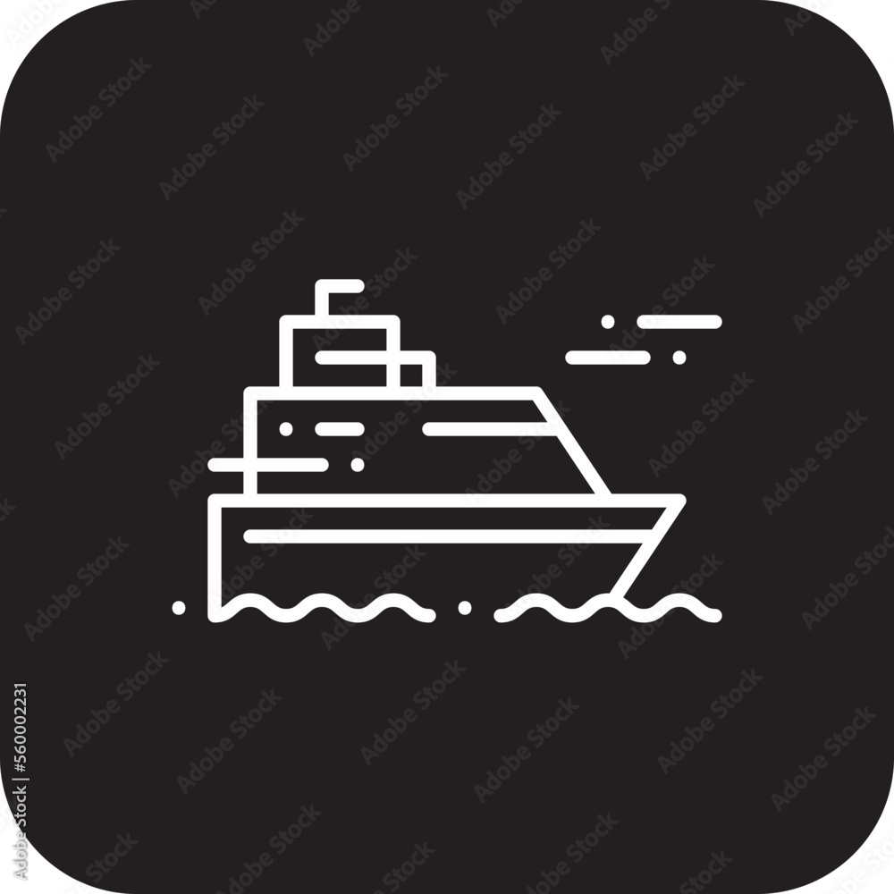 Ship Transportation icon with black filled line style. Vehicle, symbol, transport, line, outline, travel, automobile, editable, pictogram, isolated, flat. Vector illustration Ship Transportation icon with black filled line style. Vehicle, symbol, transport, line, outline, travel, automobile, editable, pictogram, isolated, flat. Vector illustration