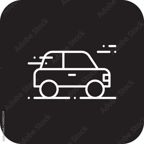 Car Transportation icon with black filled line style. Vehicle  symbol  transport  line  outline  travel  automobile  editable  pictogram  isolated  flat. Vector illustration