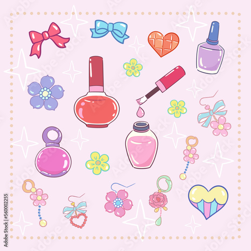 Dress up trinkets for girls, including nail polish, earrings, and more