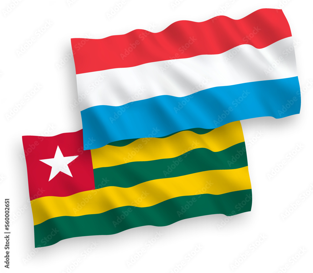 Obraz premium Flags of Togolese Republic and Luxembourg on a white background