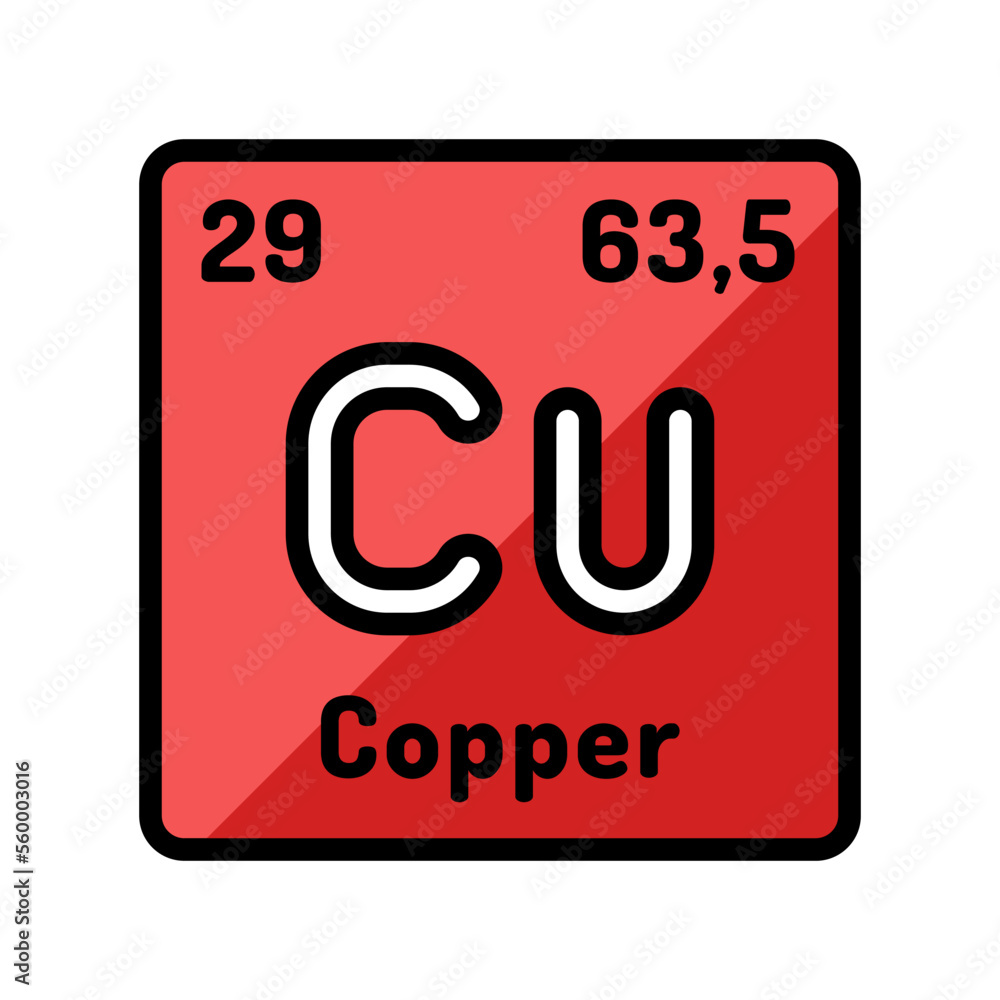 copper chemical element color icon vector. copper chemical element sign. isolated symbol illustration