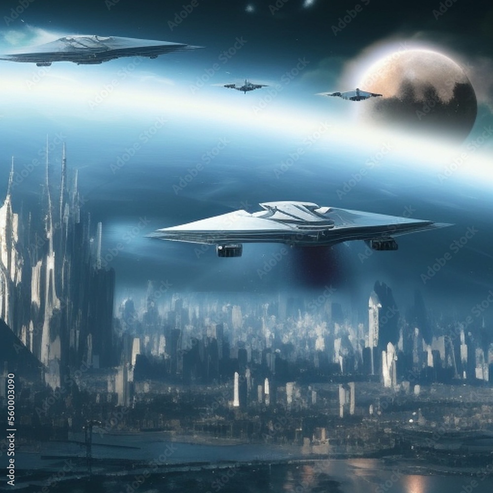 spaceship over the city spaceship over the city