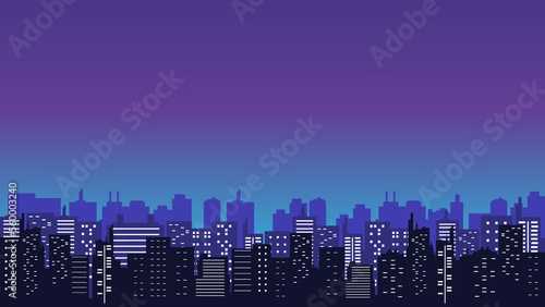 City background with tall skyscrapers and twinkling lights