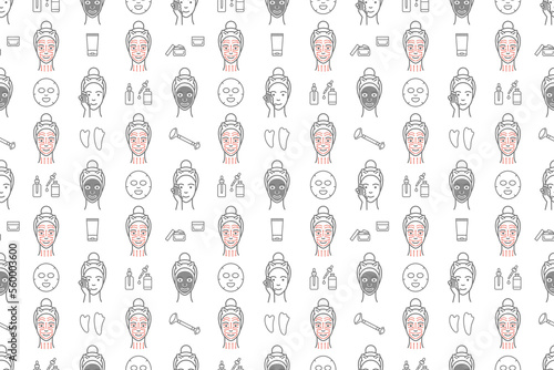 Skin care routine pattern seamless fase roller 