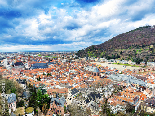 Street view of old village Heidelberg in Germany