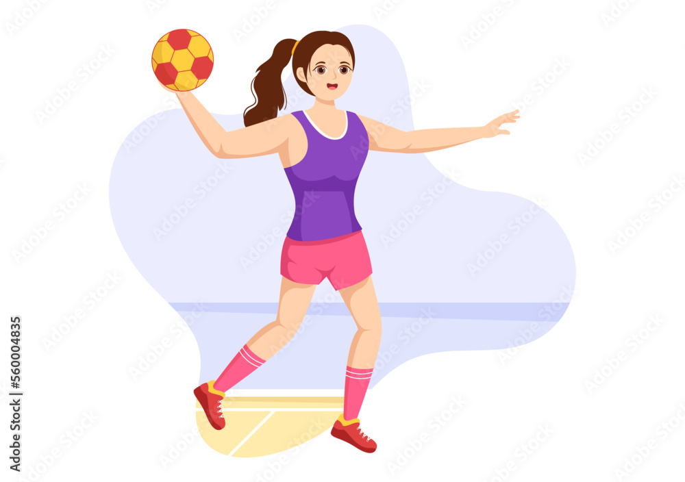 Handball Illustration of a Player Touching the Ball with His Hand and Scoring a Goal in a Sports Competition Flat Cartoon Hand Drawing Template Handball Illustration of a Player Touching the Ball with His Hand and Scoring a Goal in a Sports Competition Flat Cartoon Hand Drawing Template
