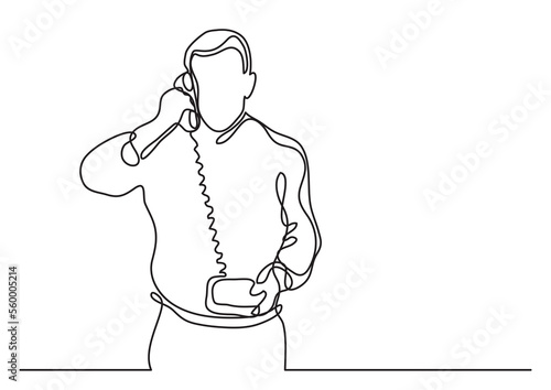 continuous line drawing businessman making phone call - PNG image with transparent background photo