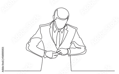 continuous line drawing standing man testing suit - PNG image with transparent background