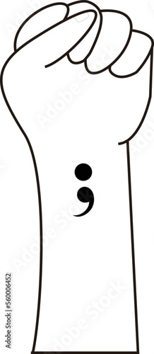Hand Semicolon for Support Mental Health