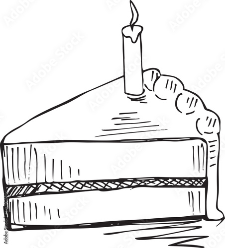 Slices piece of vanilla cake topping with white chocolate for coffee or tea brake