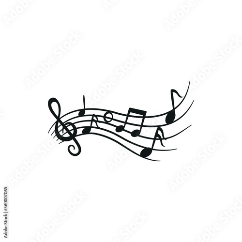 Musical notes design element. Left key and sheet music.