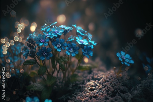 Blue Skylla Flower Generative AI photo