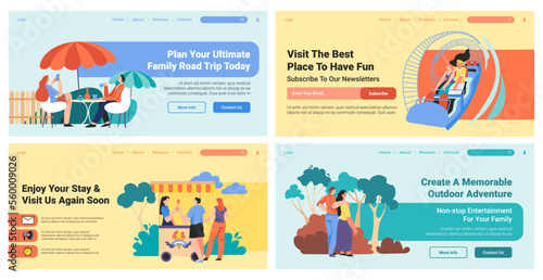 Web banner set design with leisure planning promo