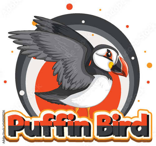 Puffin bird logo with carton character