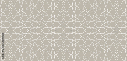 Moroccan floral seamless pattern with minimalistic abstract linear interlaced flowers vector illustration