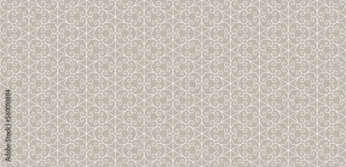 Ornate Jewish seamless pattern with Israeli stars and curly tendrils vector illustration