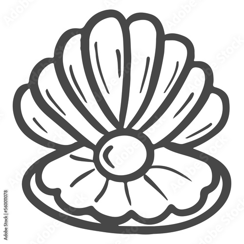 pearl shell animal in sea hand drawn sketch doodle illustration