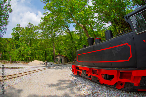 The old train station on Ano Lechonia, Volos, Greece . photo