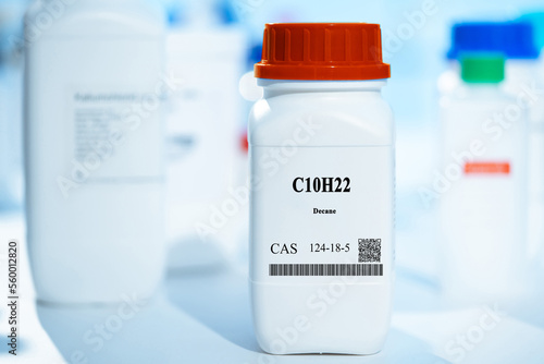 C10H22 decane CAS 124-18-5 chemical substance in white plastic laboratory packaging photo